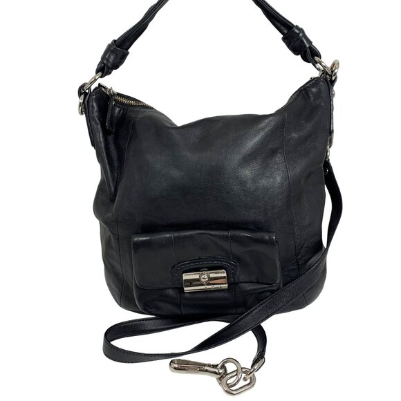 COACH Kristin Black Leather Hobo Shoulder Handbag 14783, Extra Strap, No Tag - Picture 1 of 11